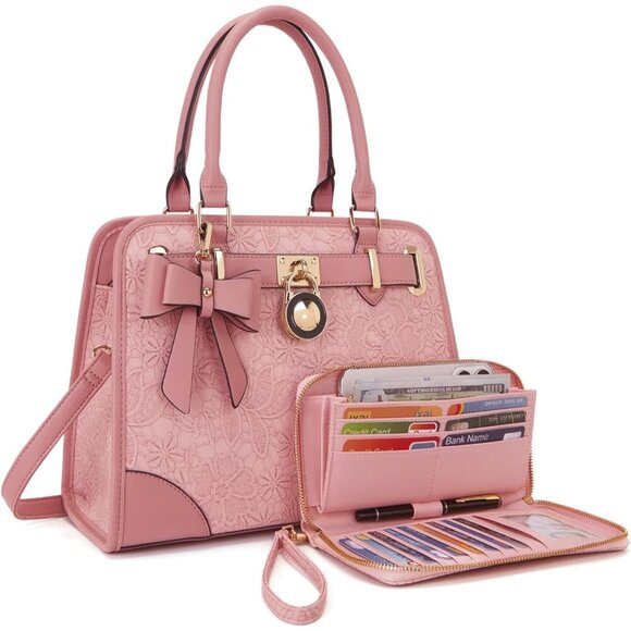 Fashion-Forward Medium Vegan Leather Handbags with Matching Wallet - Gift Ready!